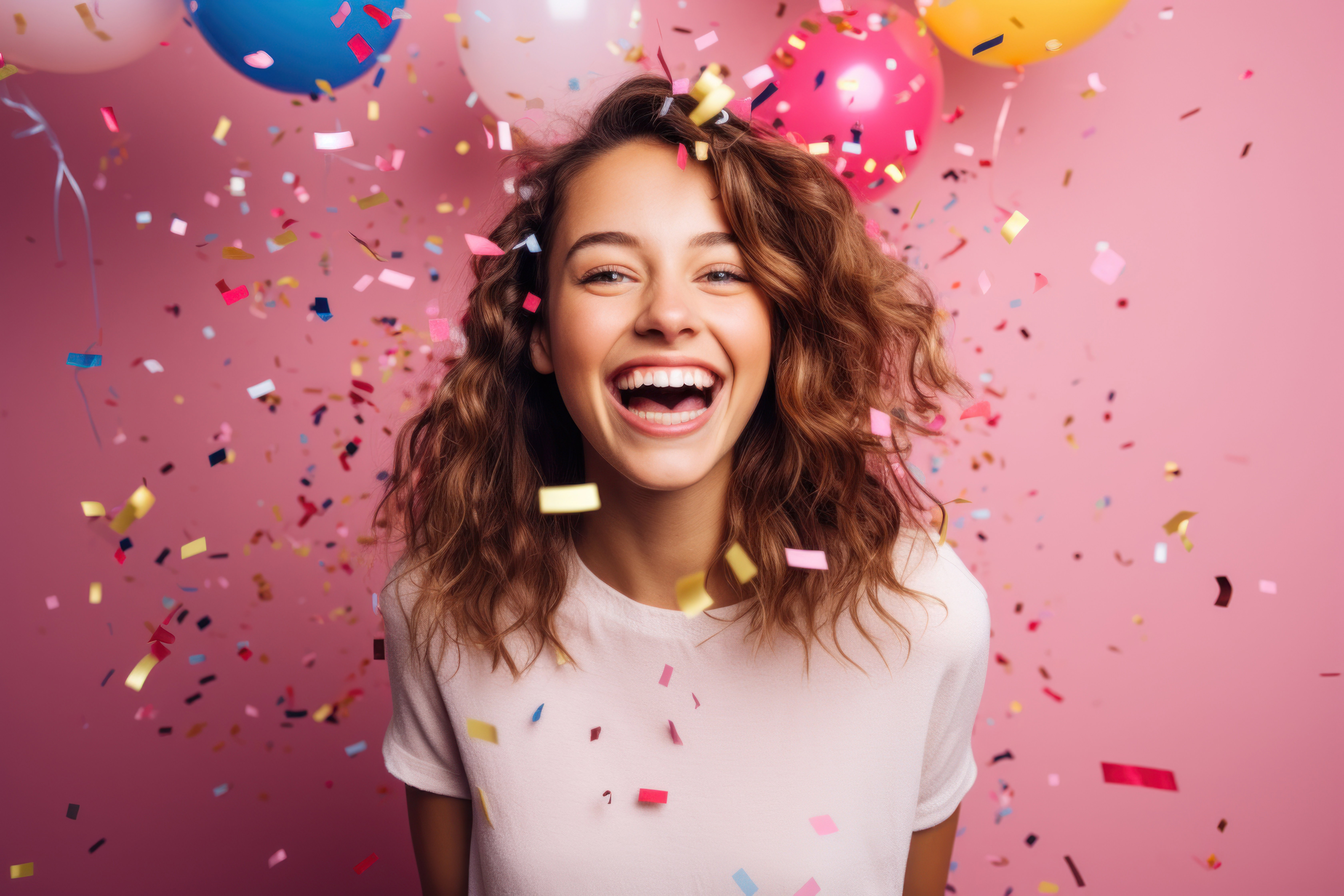 Kobieta swiętuje w confetti