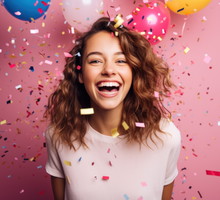 Kobieta swiętuje w confetti