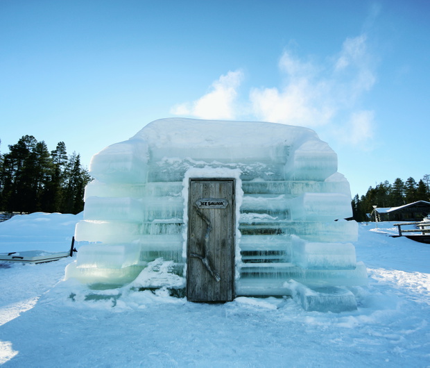 Lodowa sauna w słynnej narciarskiej miejscowości Ruka – To też Finlandia. 