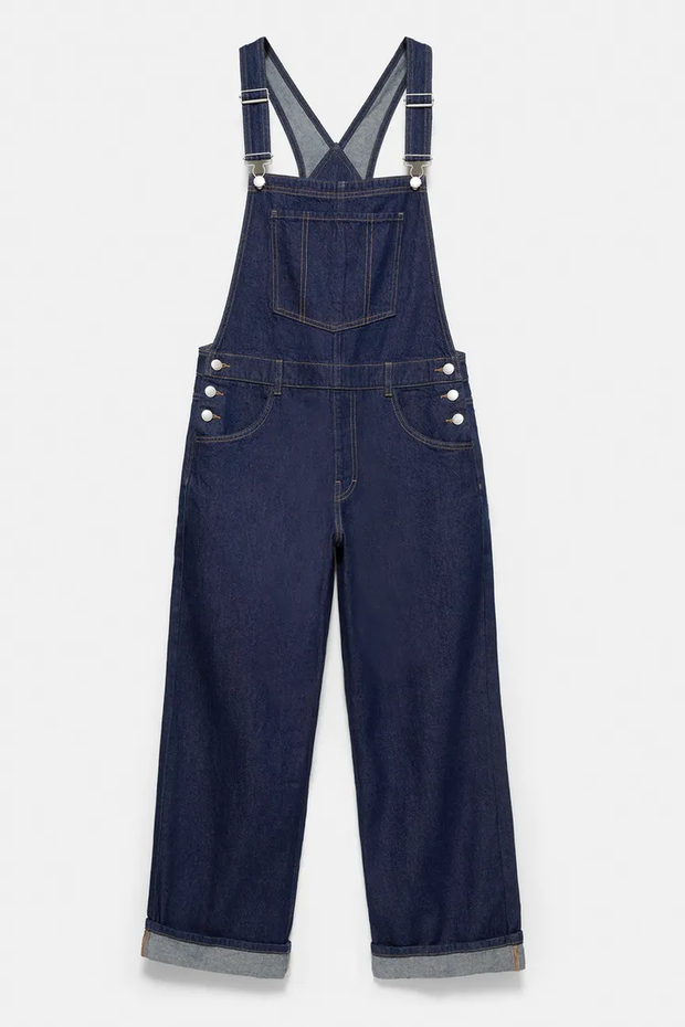 Długie jeansowe ogrodniczki, Pull&Bear