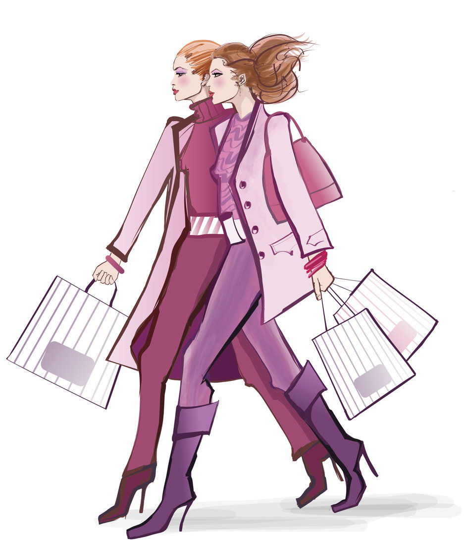 kobiety na zakupach wyprzedaże ilustracja moda