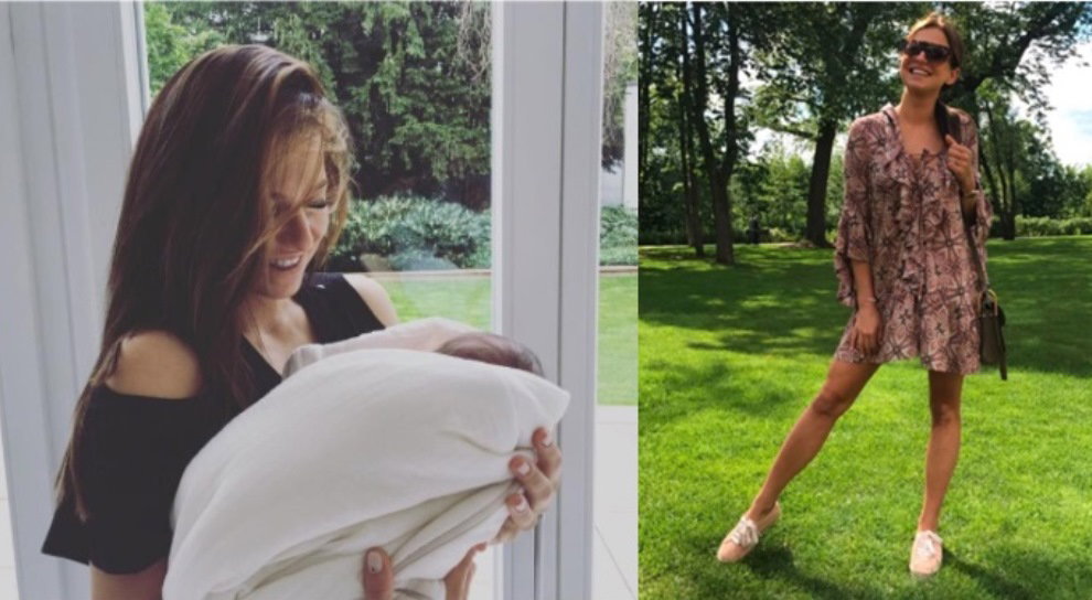Anna Lewandowska z Klarą i w parku
