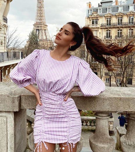 sukienka krata vichy lawendowa zara