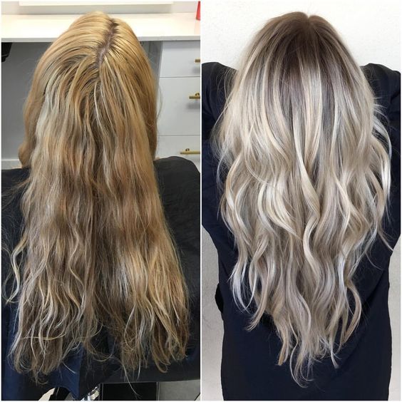 blond włosy przed i po