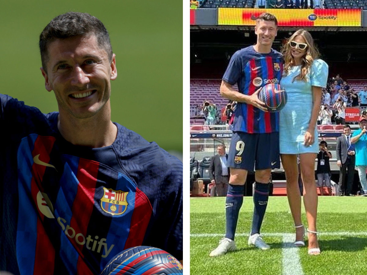 Robert Lewandowski oficjalnie zaprezentowany kibicom Barcelony! Stylizacja Anny Lewandowskiej skradła show