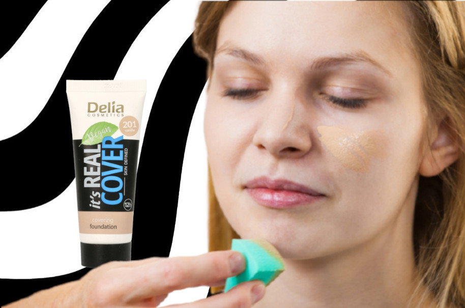 lekki podkład kryjący do twarzy Delia - efekty