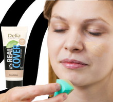 lekki podkład kryjący do twarzy Delia - efekty