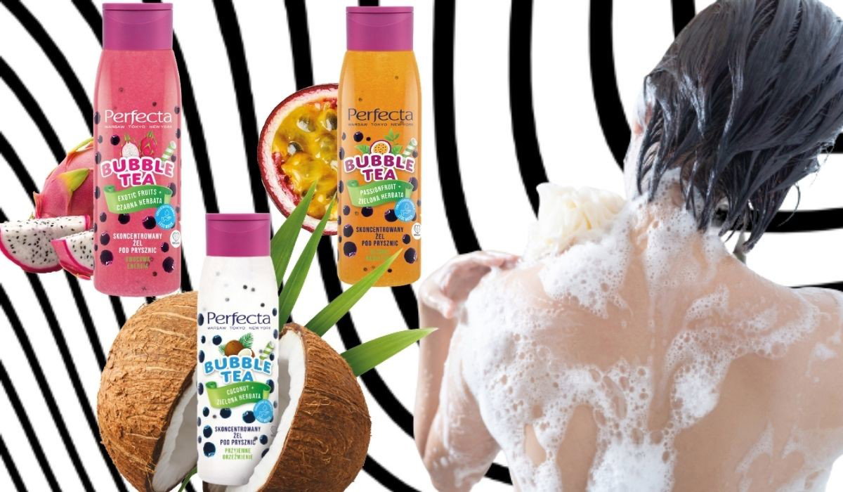 nowe żele pod prysznic Perfecta Bubble Tea w promocji w Rossmannie
