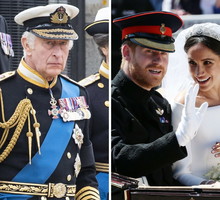 Król Karol, książę Harry i Meghan Markle