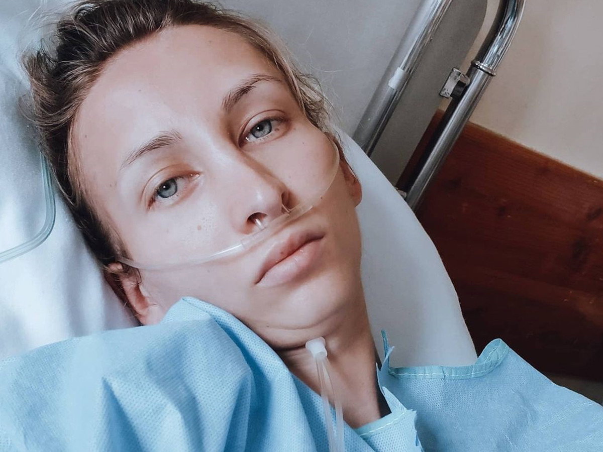 Liubov Miruk z "Projektu Lady" w szpitalu niedługo po porodzie