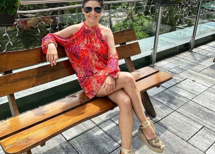 Katarzyna Cichopek i espadryle Gucci