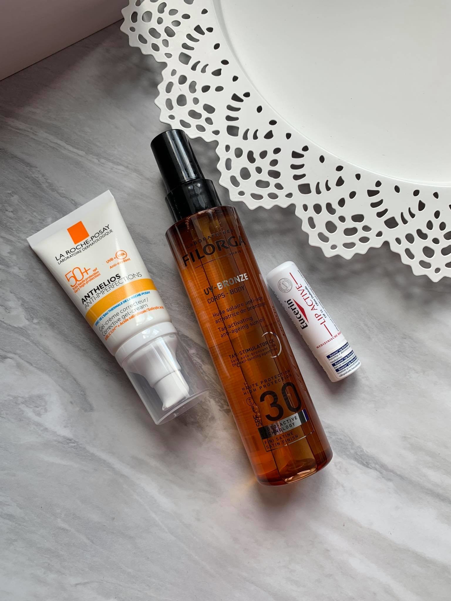 Krem La Roche Posay, olejek Filorga, pomadka Eucerin