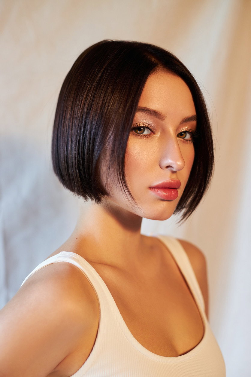 modna fryzura bob - glossy bob