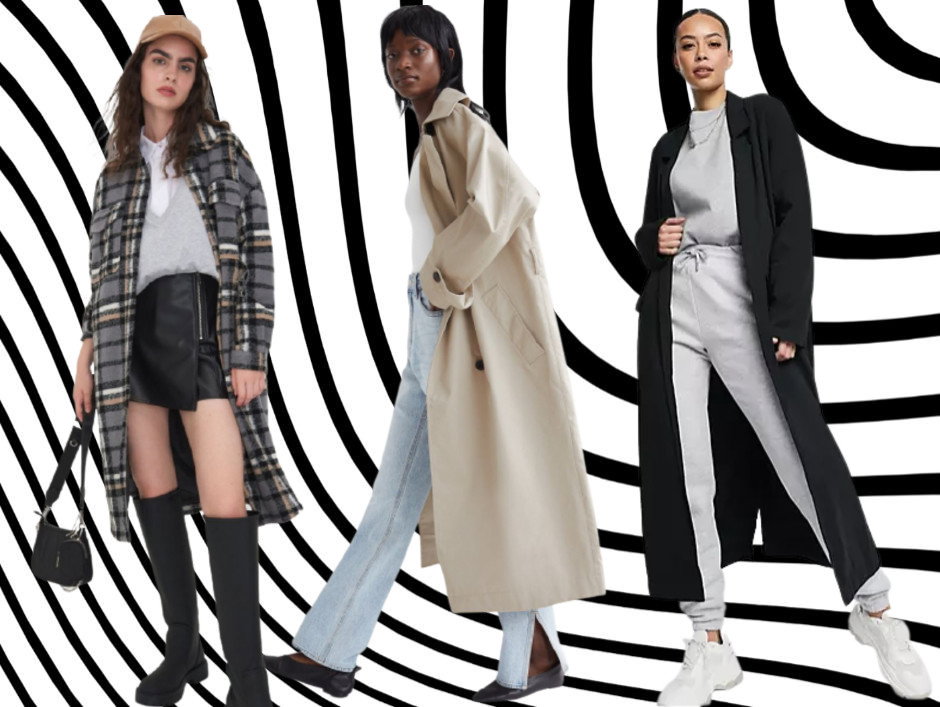 długi płaszcz damski z sieciówki Sinsay, H&M, Asos