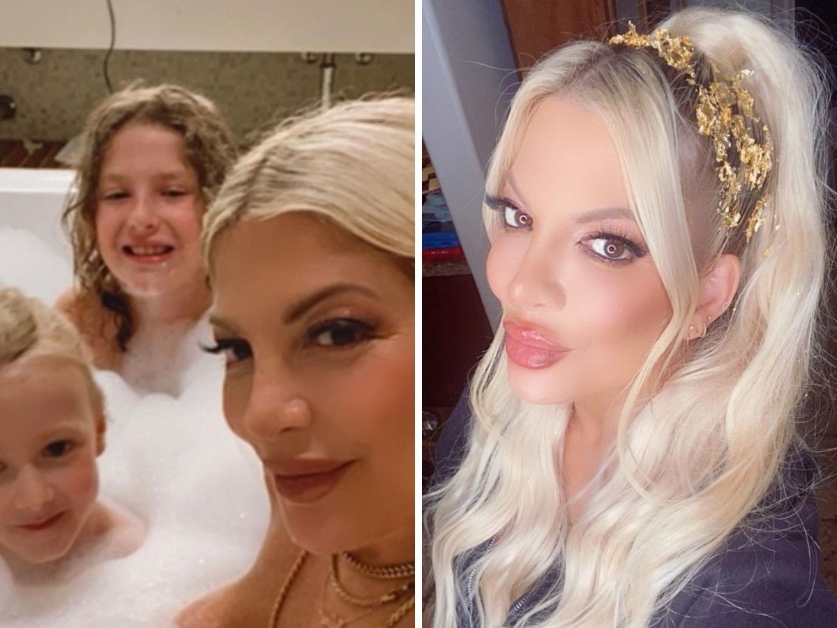 Tori Spelling w wannie z dziećmi 