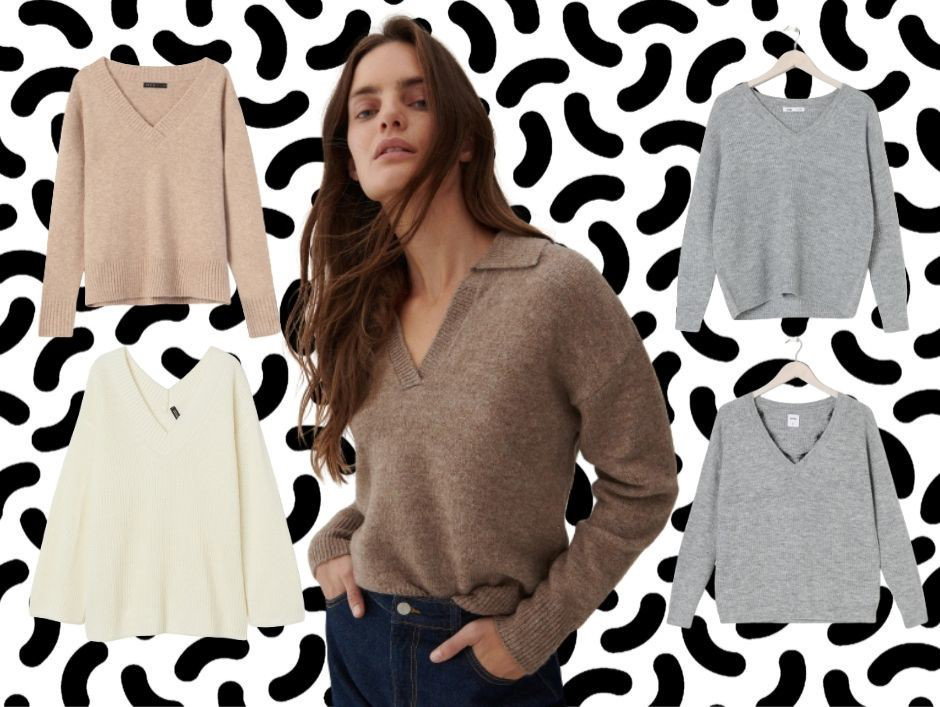 Sweter z dekoltem w serek