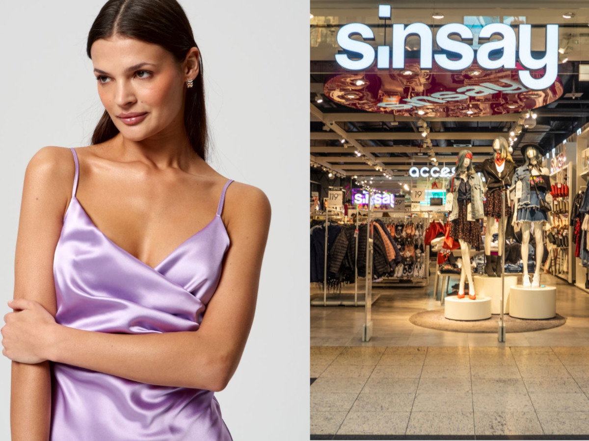 długa sukienka na wesele - satynowy model z Sinsay