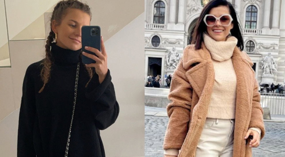 swetry z golfem z wyprzedaży w stylu gwiazd: Anny Lewandowskiej i Katarzyny Cichopek