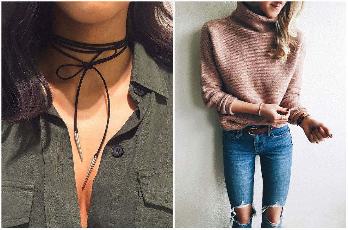 choker dżinsy rurki z dziurami na kolanach