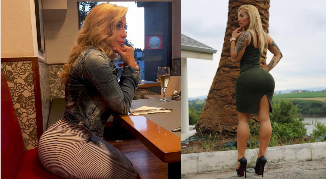 Victoria Lomba w restauracji i seksownej sukience