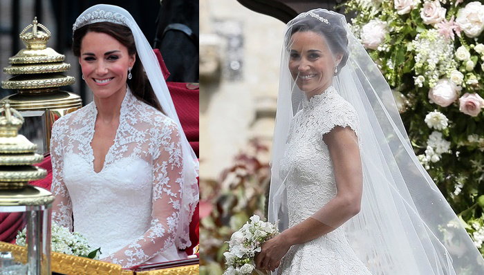 Kate Middleton i Pippa Middleton w sukniach ślubnych