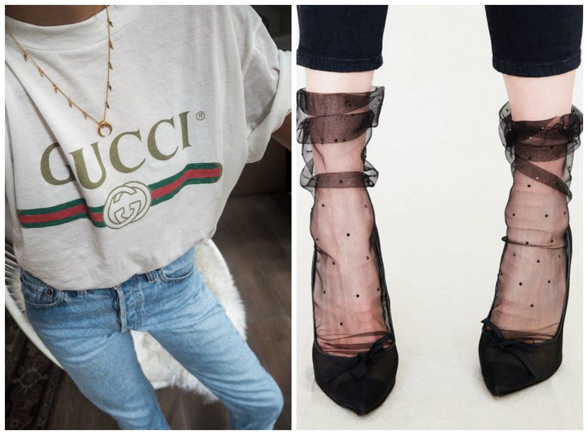 koszulka gucci skarpetki i obcasy