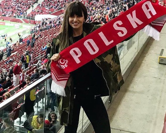 Anna Lewandowska kurtka mecz Polska-Łotwa