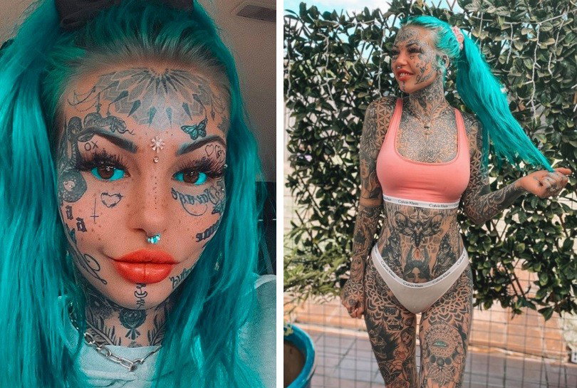Amber Luke - znana wytatuowana modelka pokazała jak wyglądała kiedyś