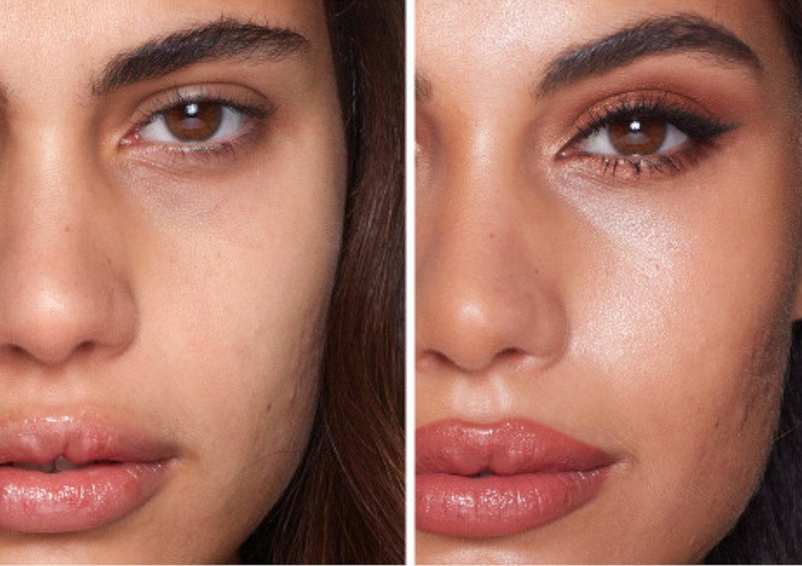 Podkład Hollywood Flawless Filter Travel Charlotte Tilbury - przed i po