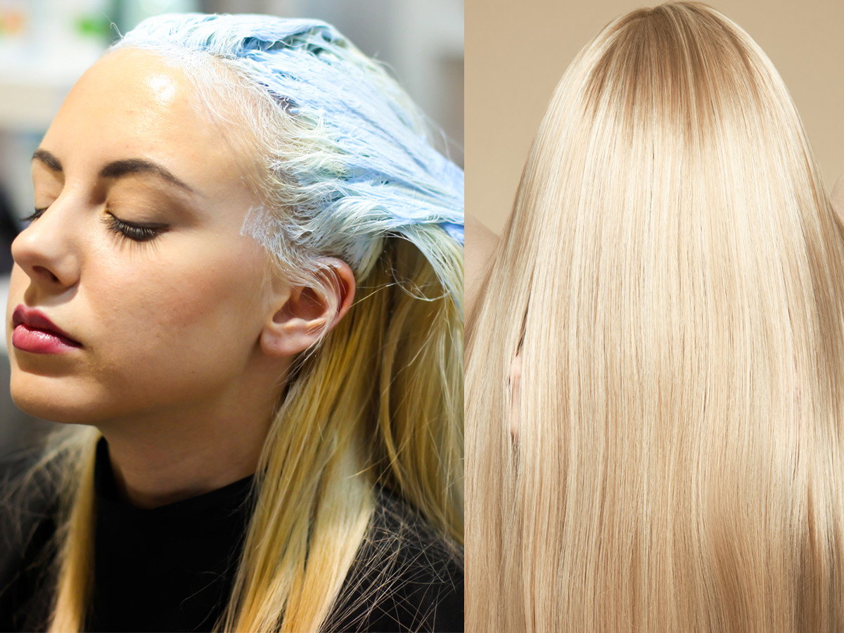 Blond włosy u fryzjera, tonowanie
