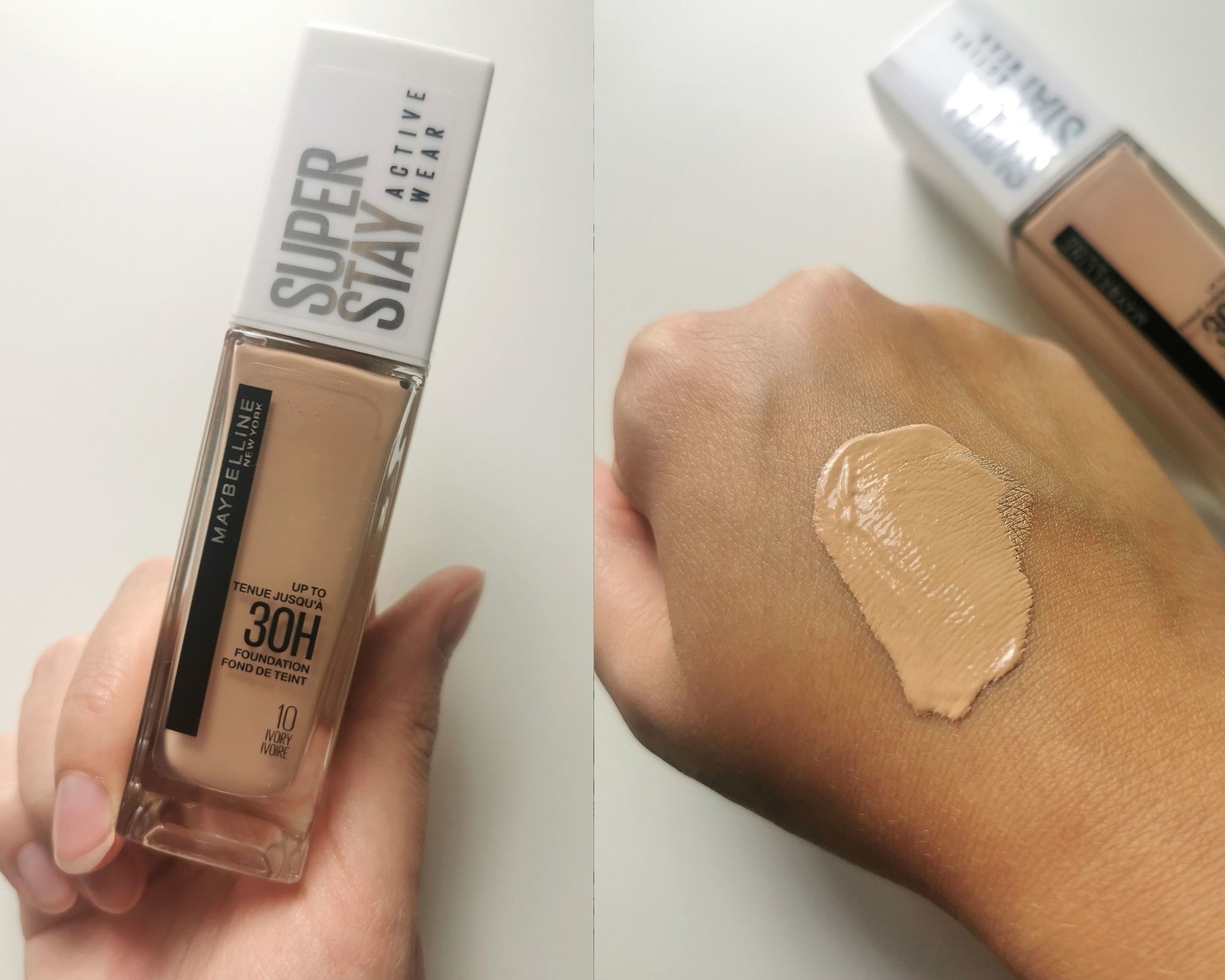 Podkład matujący Maybelline Super Stay Active Wear swatche