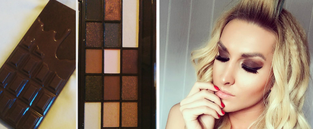 dziewczyna z makijażem paletka makeup revolution heart chocolate