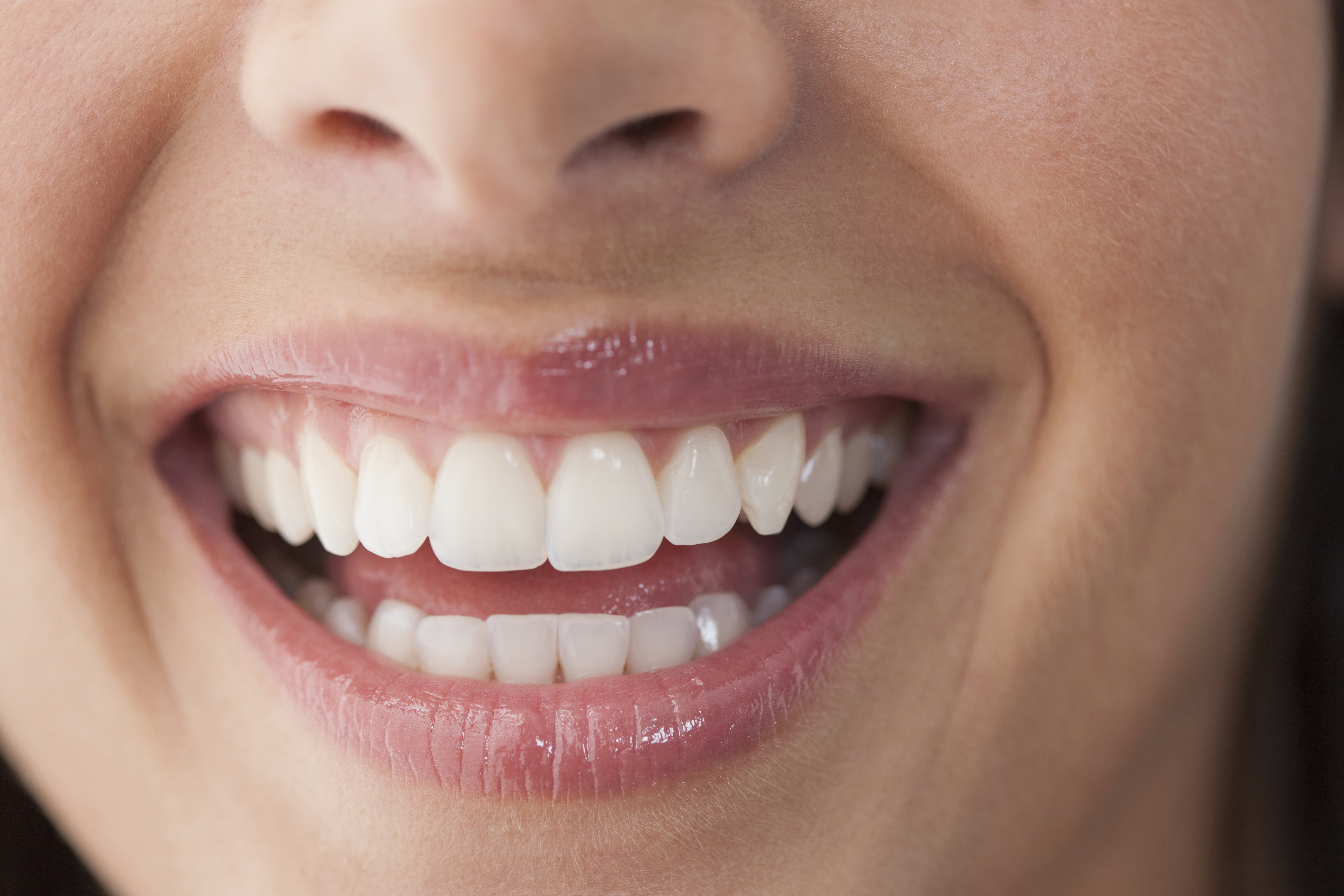Close up of Caucasian woman's smile