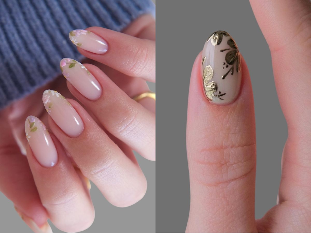 Mirrored flowers to trend w manicure na kwiecień 2025