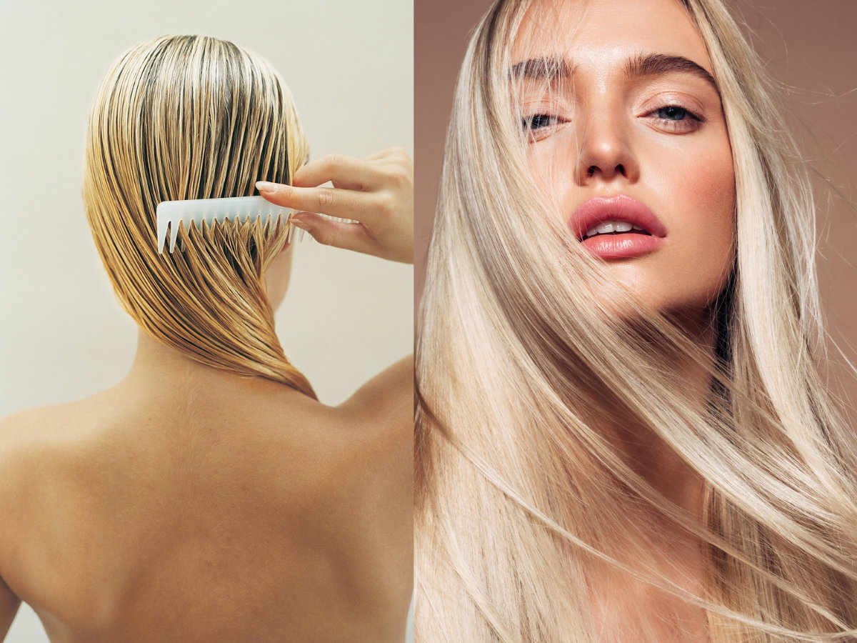 proteiny ryżu na blond włosy
