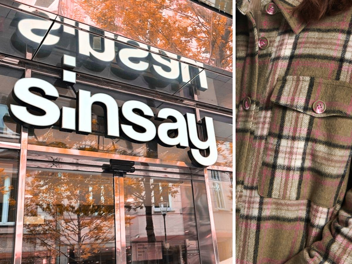Koszulowy płaszcz Plaidcore z wełną z Sinsay