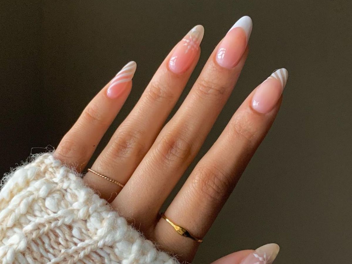 striped french nails