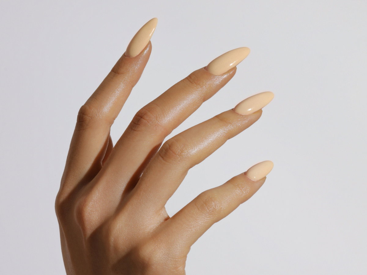 Apricot beige manicure
