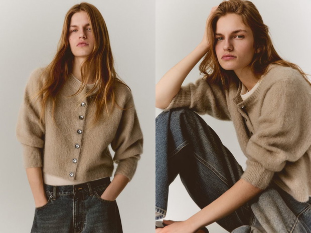 marcepanowy sweter z moherem z H&M