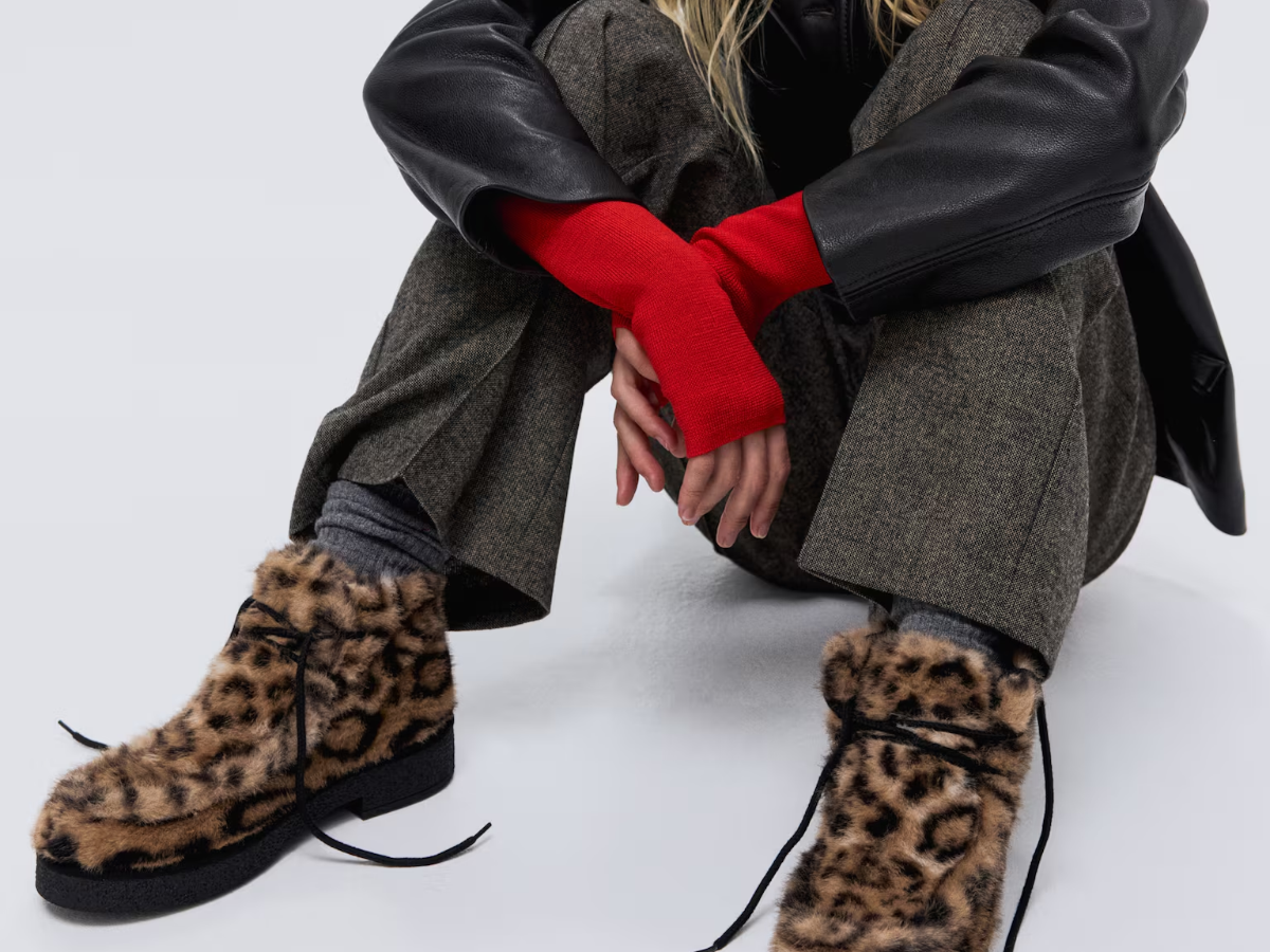 sznurowane botki w panterkę na jesień z H&M