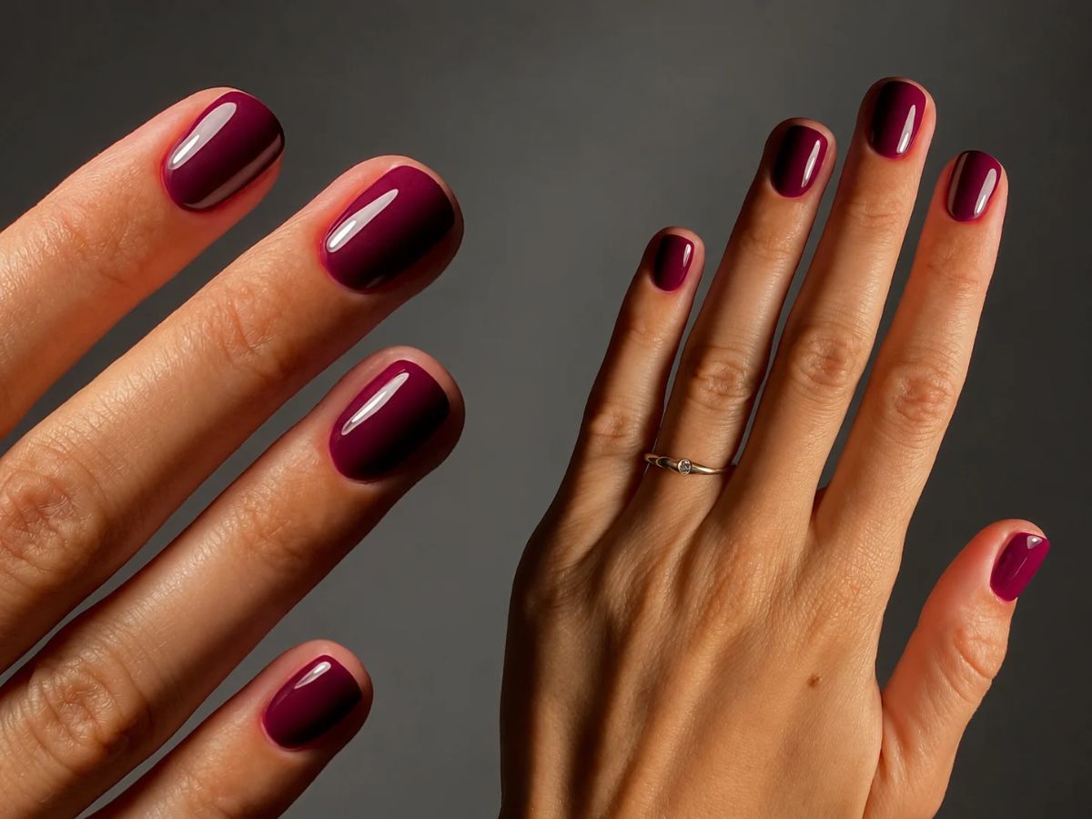 glassy merlot nails